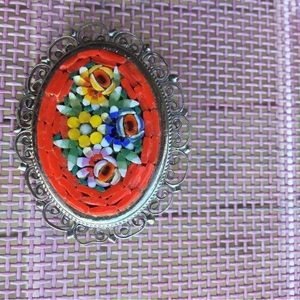 Two micro mosaic pins from Italy